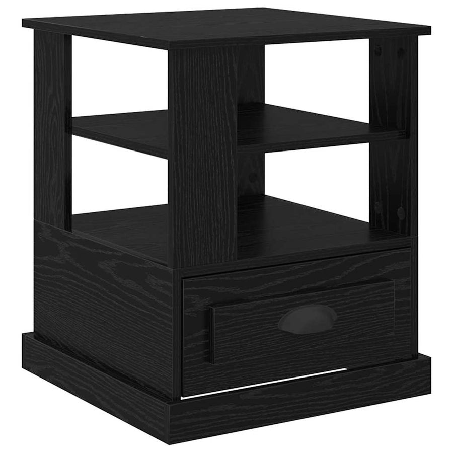 Nachtkastje met lade Zwart eiken 50 x 50 x 60 cm Bewerkt hout