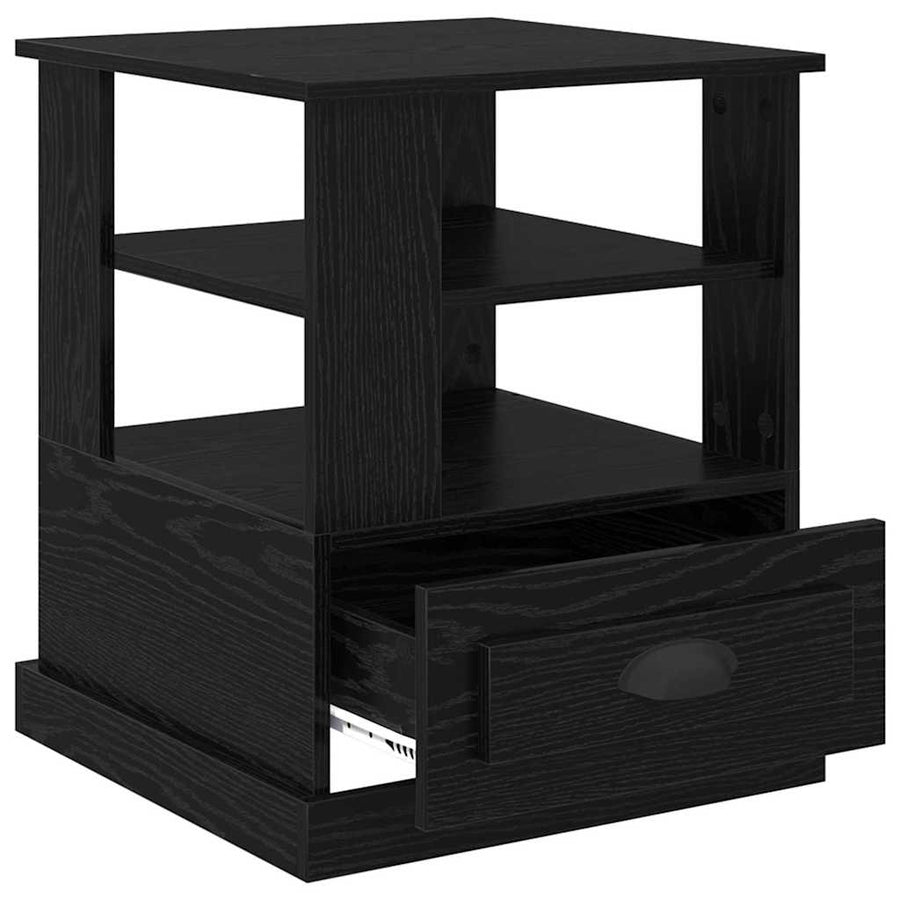 Nachtkastje met lade Zwart eiken 50 x 50 x 60 cm Bewerkt hout