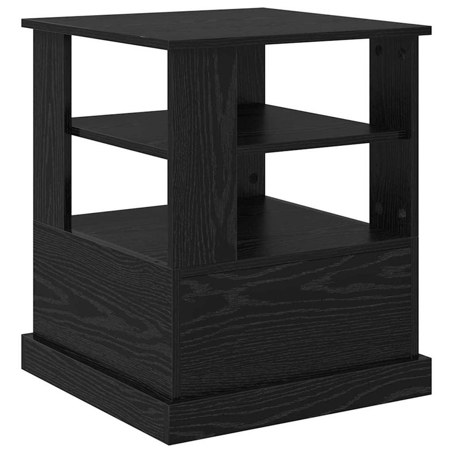 Nachtkastje met lade Zwart eiken 50 x 50 x 60 cm Bewerkt hout