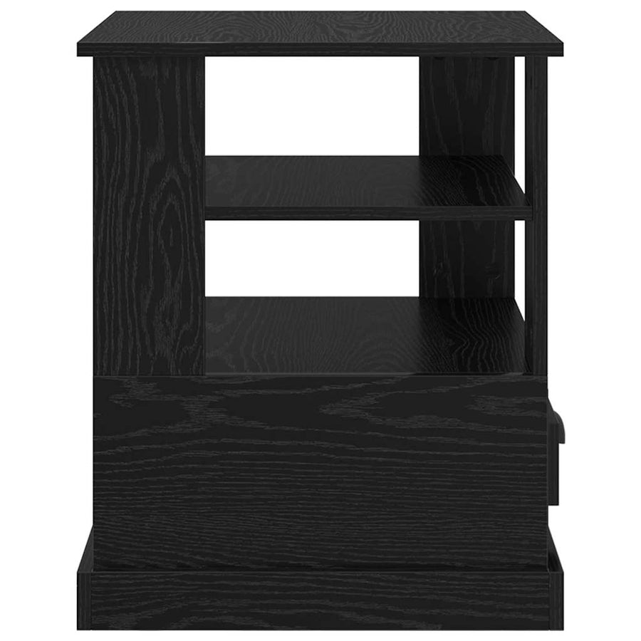 Nachtkastje met lade Zwart eiken 50 x 50 x 60 cm Bewerkt hout