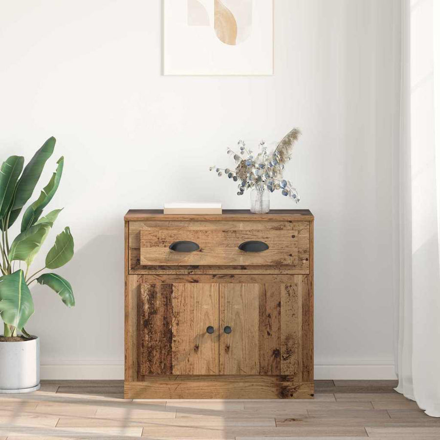 Highboard met lade Oud Hout 70 x 35,5 x 67,5 cm Bewerkt hout
