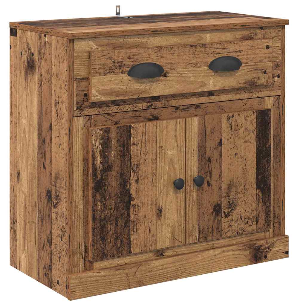 Highboard met lade Oud Hout 70 x 35,5 x 67,5 cm Bewerkt hout