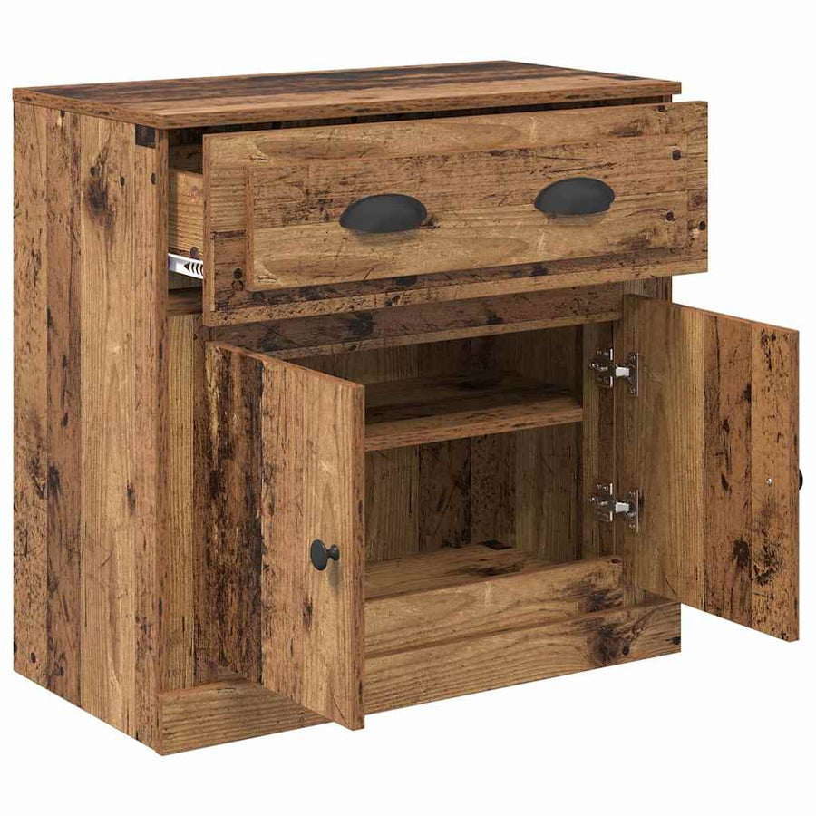 Highboard met lade Oud Hout 70 x 35,5 x 67,5 cm Bewerkt hout