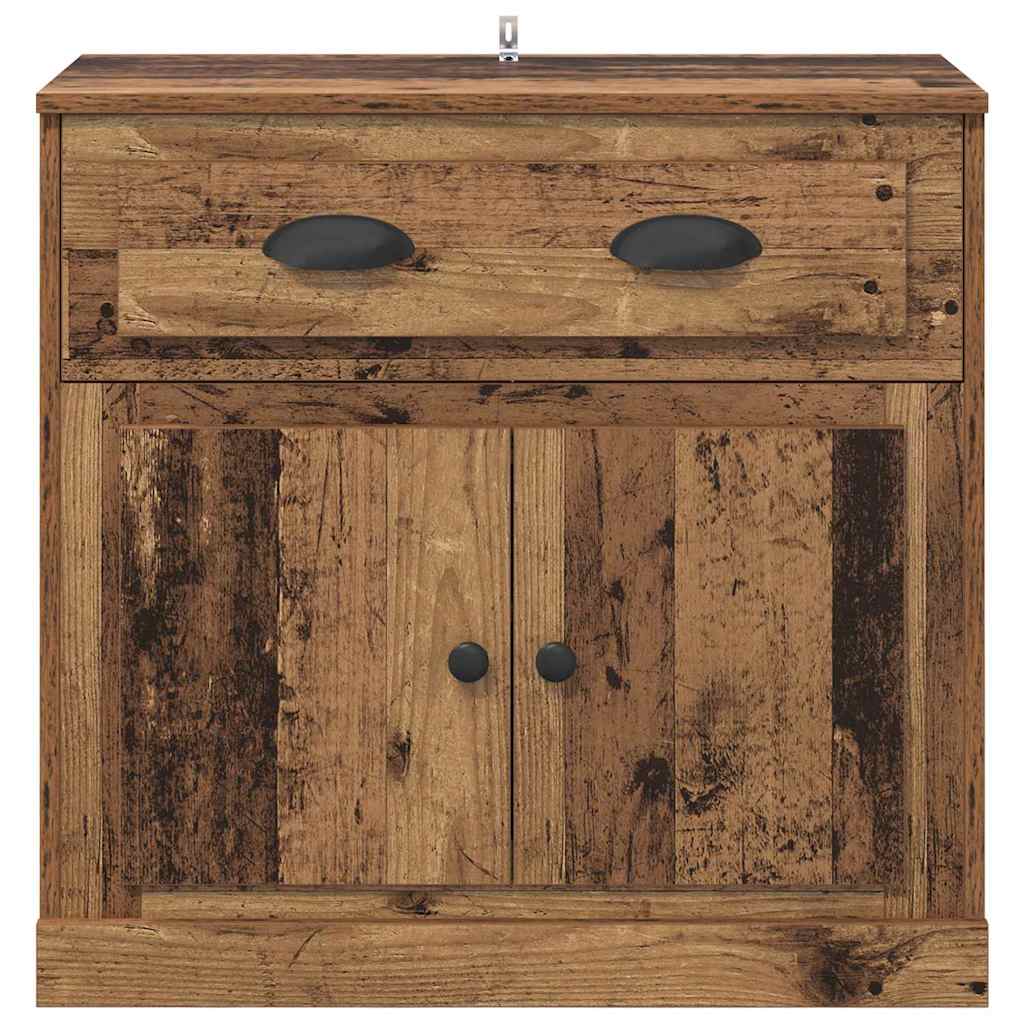 Highboard met lade Oud Hout 70 x 35,5 x 67,5 cm Bewerkt hout