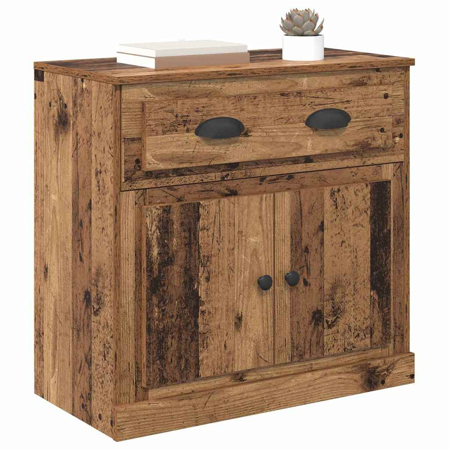 Highboard met lade Oud Hout 70 x 35,5 x 67,5 cm Bewerkt hout