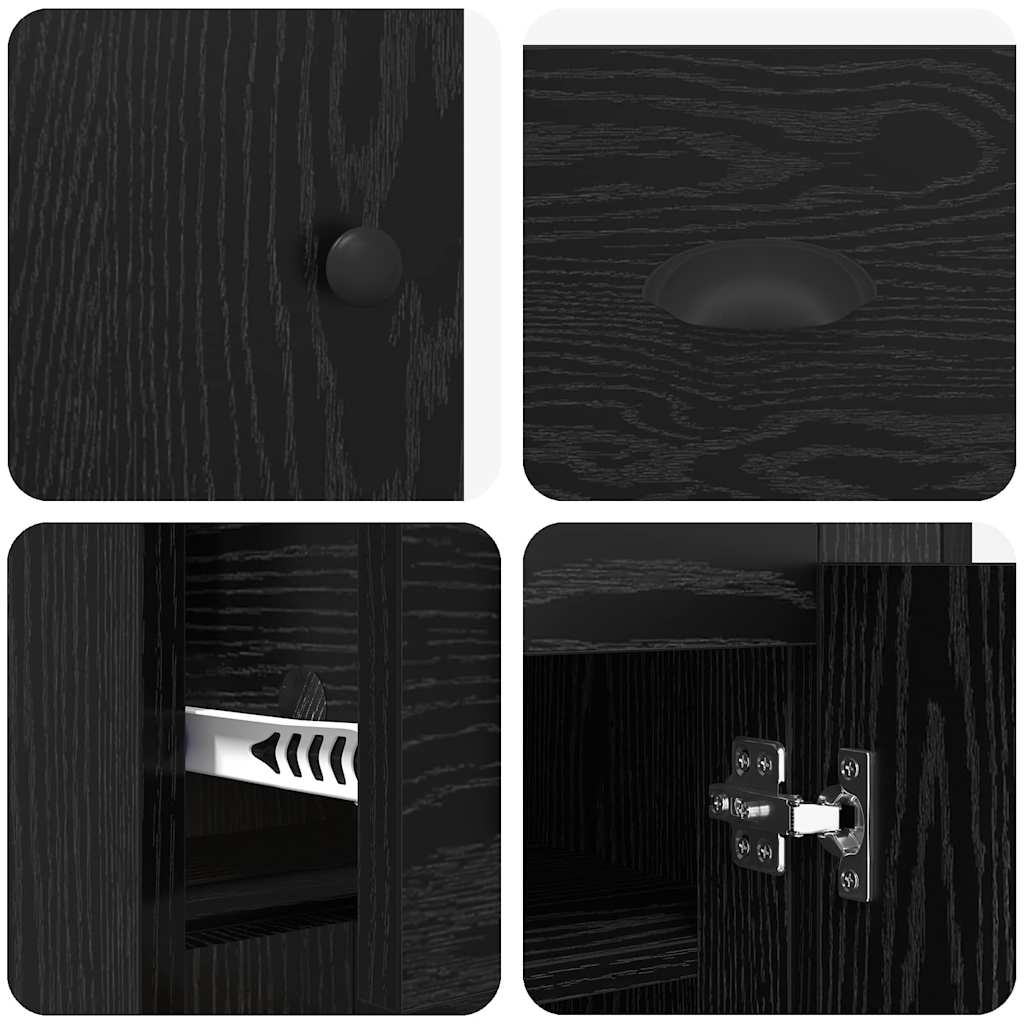 Highboard met lade Zwart Eiken 70 x 35,5 x 67,5 cm Bewerkt hout