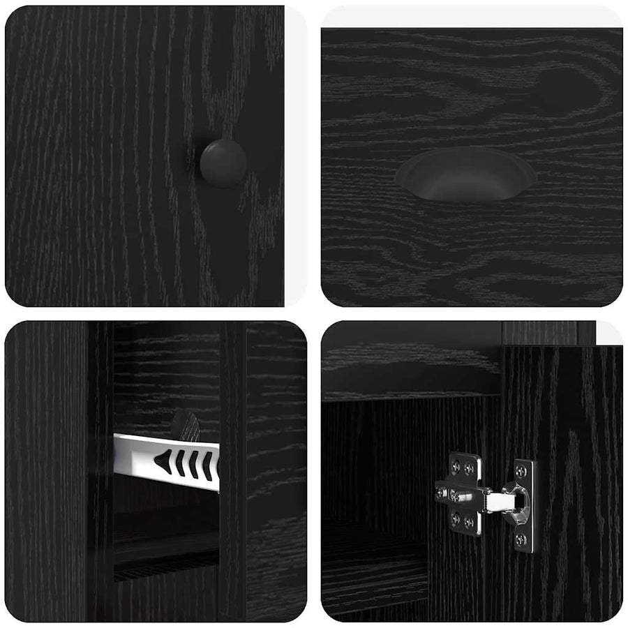 Highboard met lade Zwart Eiken 70 x 35,5 x 67,5 cm Bewerkt hout
