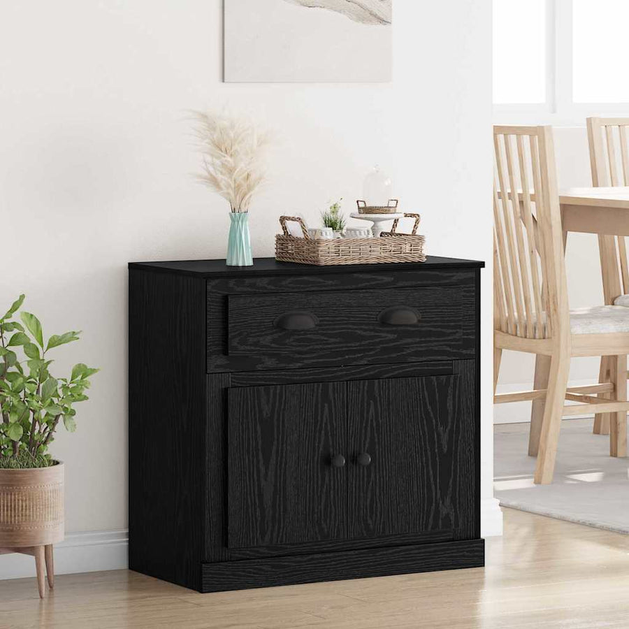 Highboard met lade Zwart Eiken 70 x 35,5 x 67,5 cm Bewerkt hout