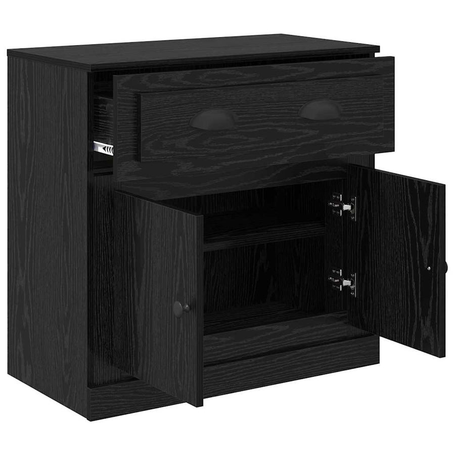 Highboard met lade Zwart Eiken 70 x 35,5 x 67,5 cm Bewerkt hout