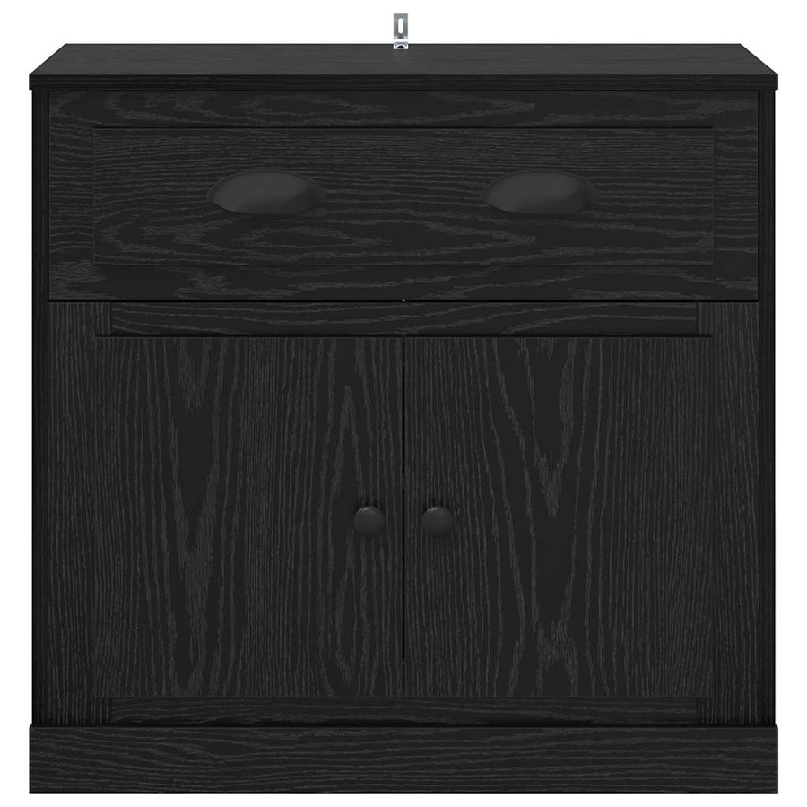 Highboard met lade Zwart Eiken 70 x 35,5 x 67,5 cm Bewerkt hout