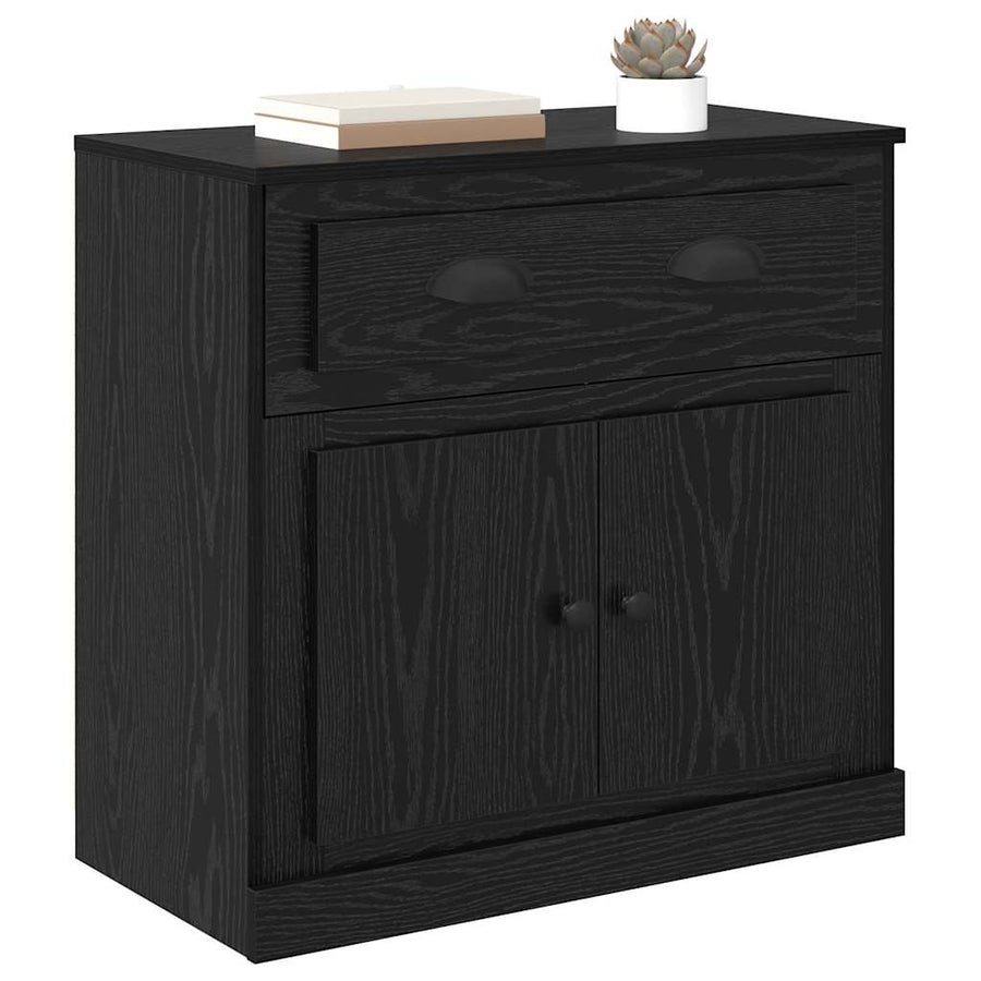 Highboard met lade Zwart Eiken 70 x 35,5 x 67,5 cm Bewerkt hout