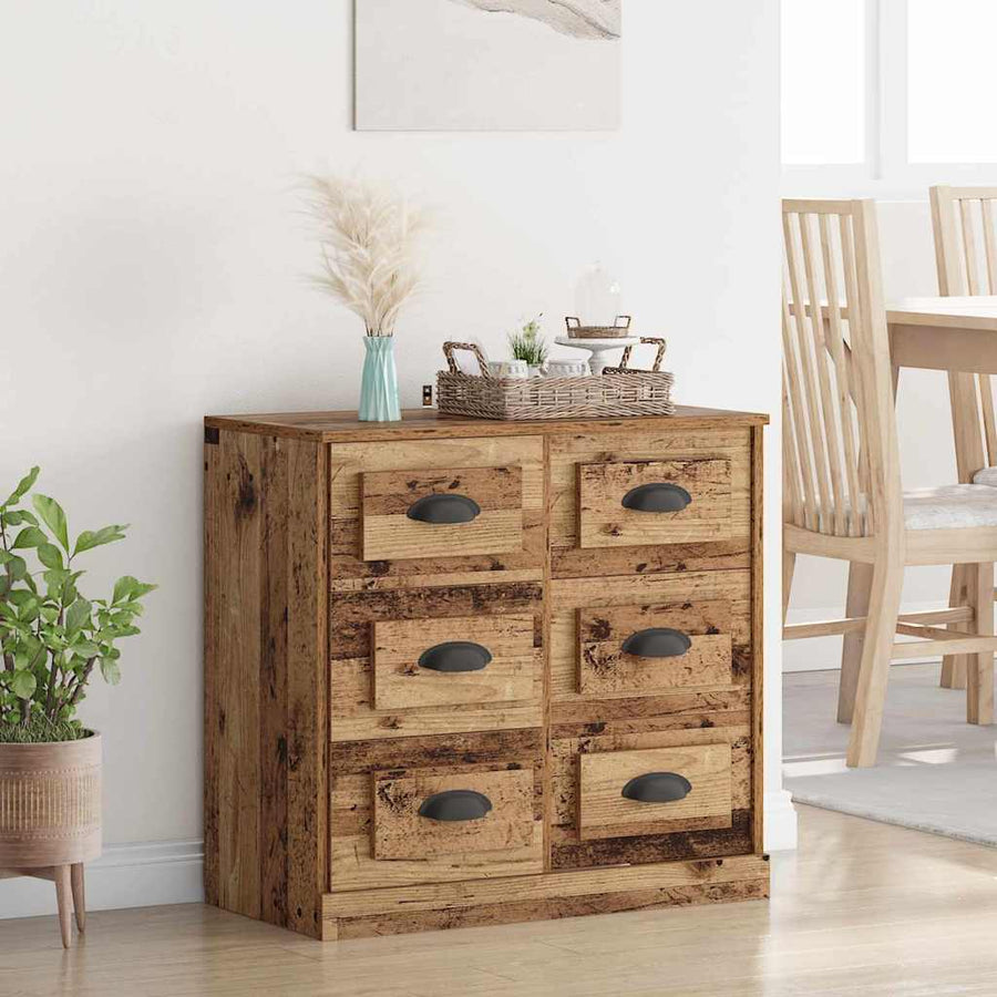 Dressoir met lade Oud Hout 70 x 35,5 x 67,5 cm Bewerkt hout