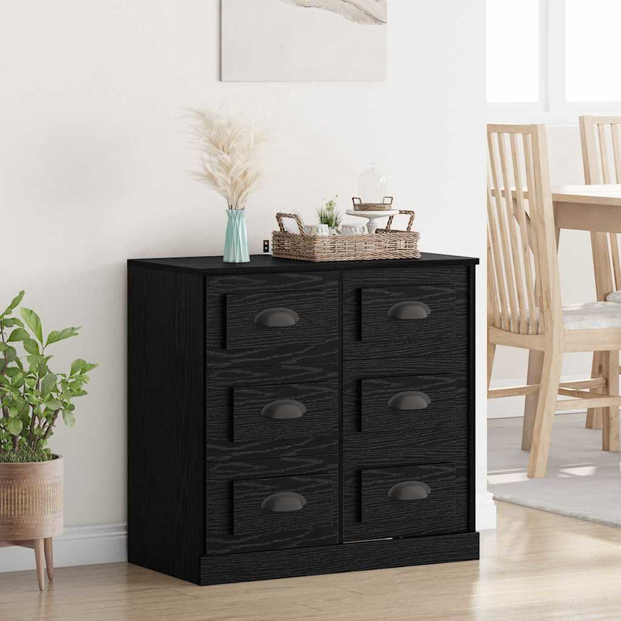Dressoir met lade Zwart Eiken 70 x 35,5 x 67,5 cm Bewerkt hout