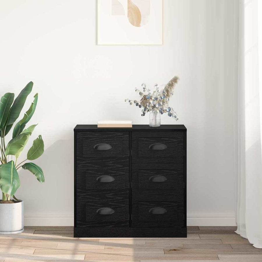 Dressoir met lade Zwart Eiken 70 x 35,5 x 67,5 cm Bewerkt hout