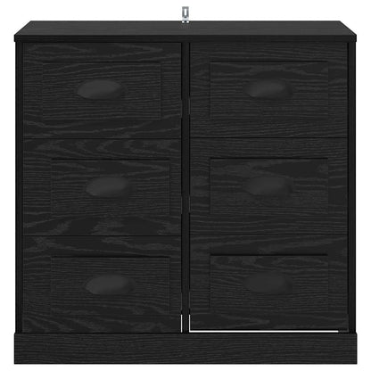 Dressoir met lade Zwart Eiken 70 x 35,5 x 67,5 cm Bewerkt hout