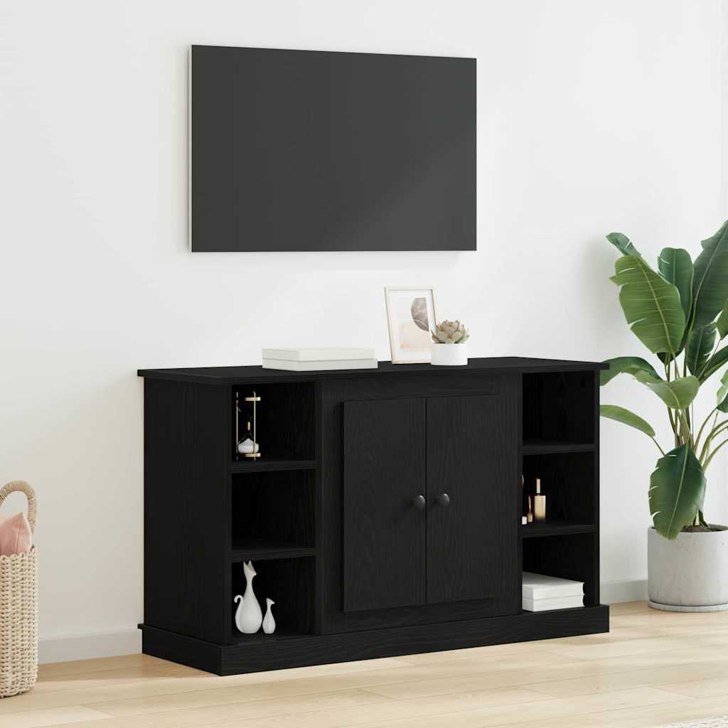 Dressoir Zwart Eiken 100 x 35,5 x 60 cm Bewerkt hout