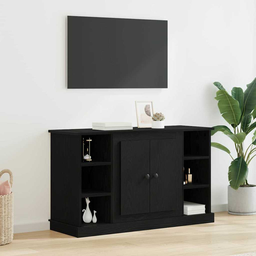 Dressoir Zwart Eiken 100 x 35,5 x 60 cm Bewerkt hout