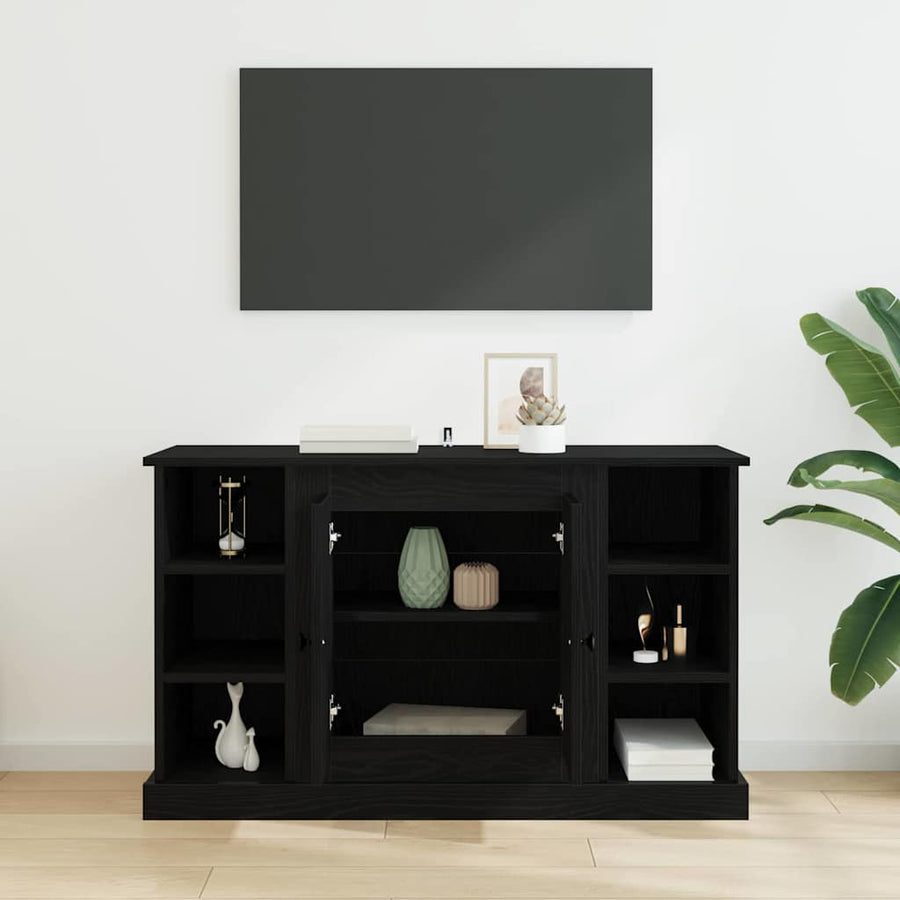 Dressoir Zwart Eiken 100 x 35,5 x 60 cm Bewerkt hout