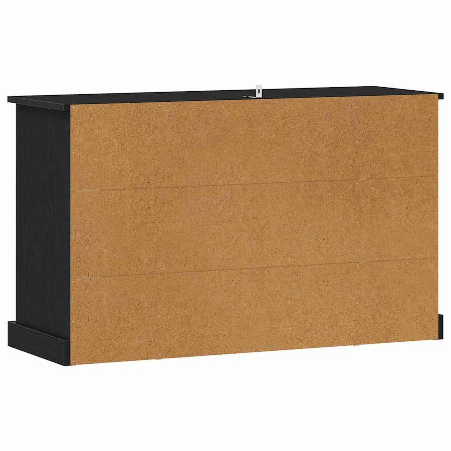 Dressoir Zwart Eiken 100 x 35,5 x 60 cm Bewerkt hout