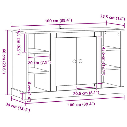 Dressoir Zwart Eiken 100 x 35,5 x 60 cm Bewerkt hout