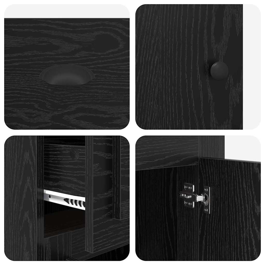 Bijzetkast Zwart Eiken 40 x 50 x 75 cm Bewerkt hout