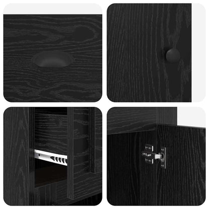 Bijzetkast Zwart Eiken 40 x 50 x 75 cm Bewerkt hout