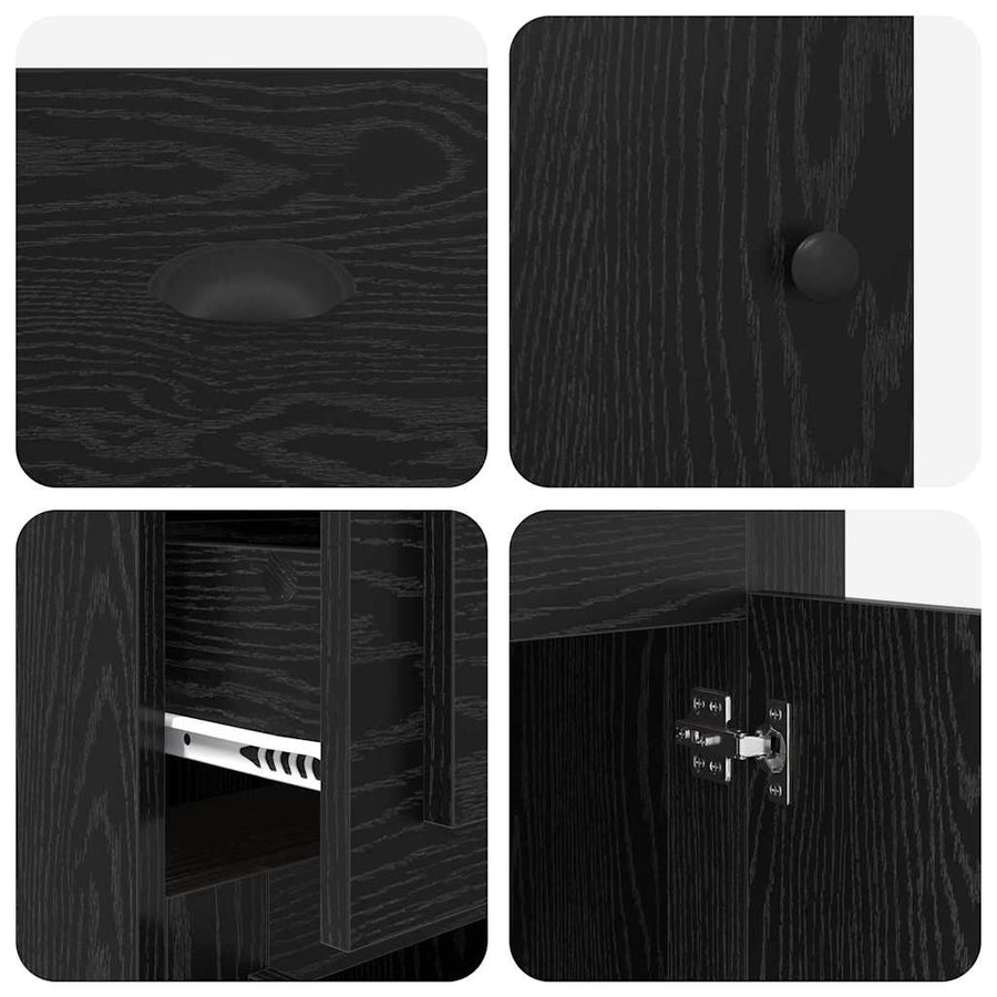 Bijzetkast Zwart Eiken 40 x 50 x 75 cm Bewerkt hout