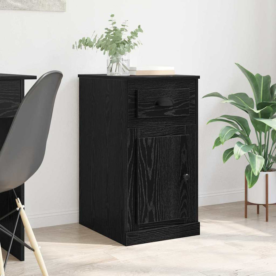 Bijzetkast Zwart Eiken 40 x 50 x 75 cm Bewerkt hout