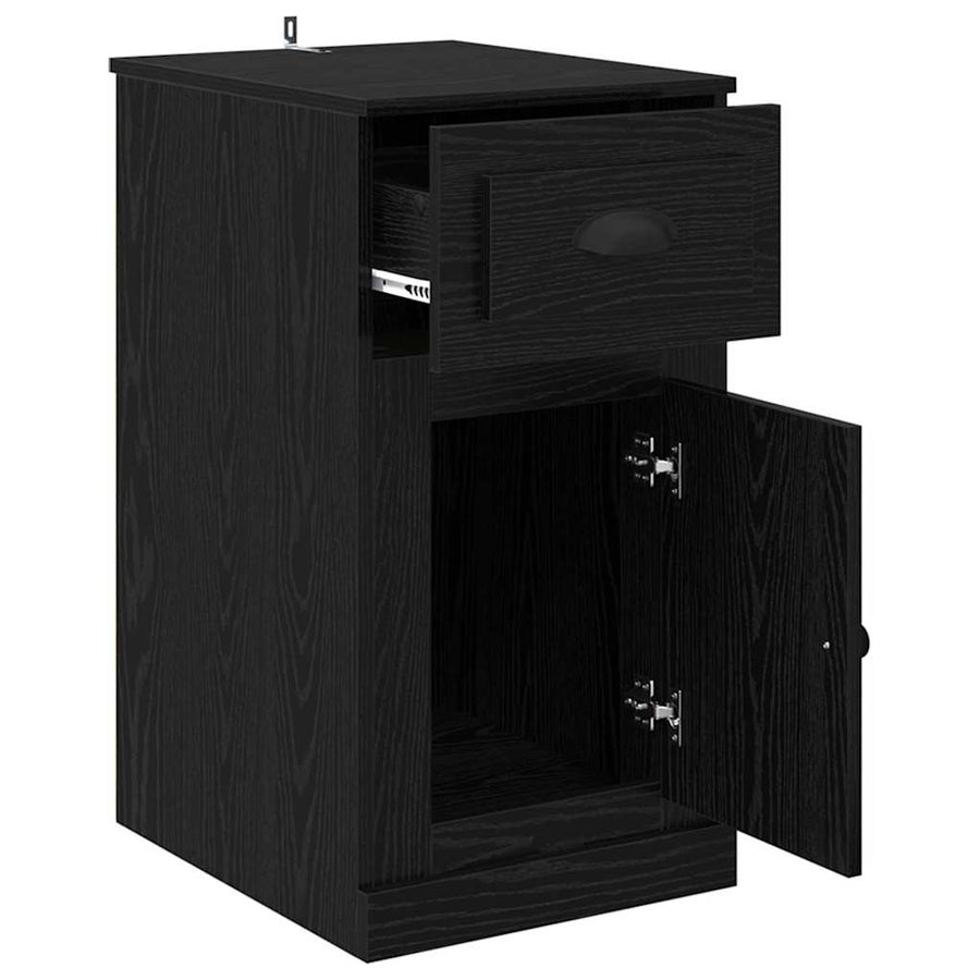 Bijzetkast Zwart Eiken 40 x 50 x 75 cm Bewerkt hout