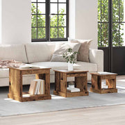Salontafel set 3 stuks bewerkt hout oud hout