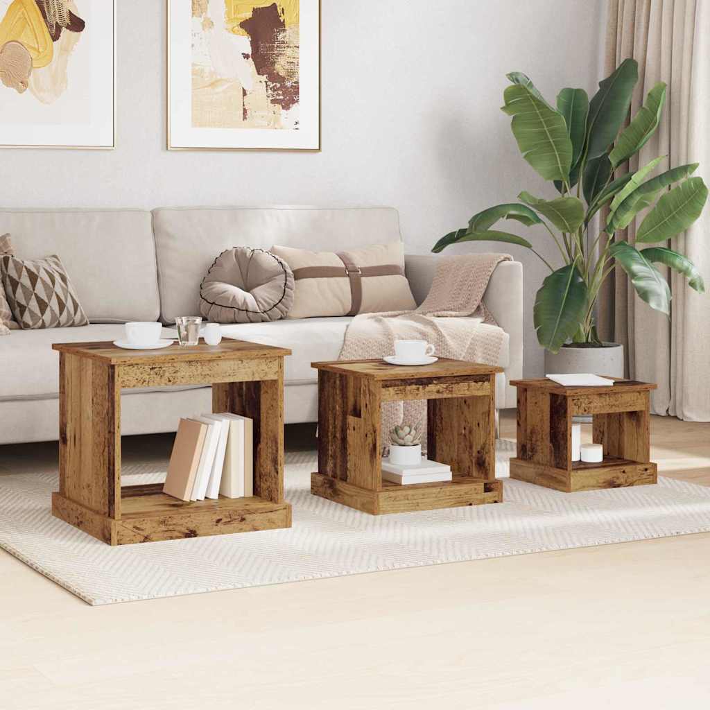 Salontafel 3 pcs Oud Hout Bewerkt hout