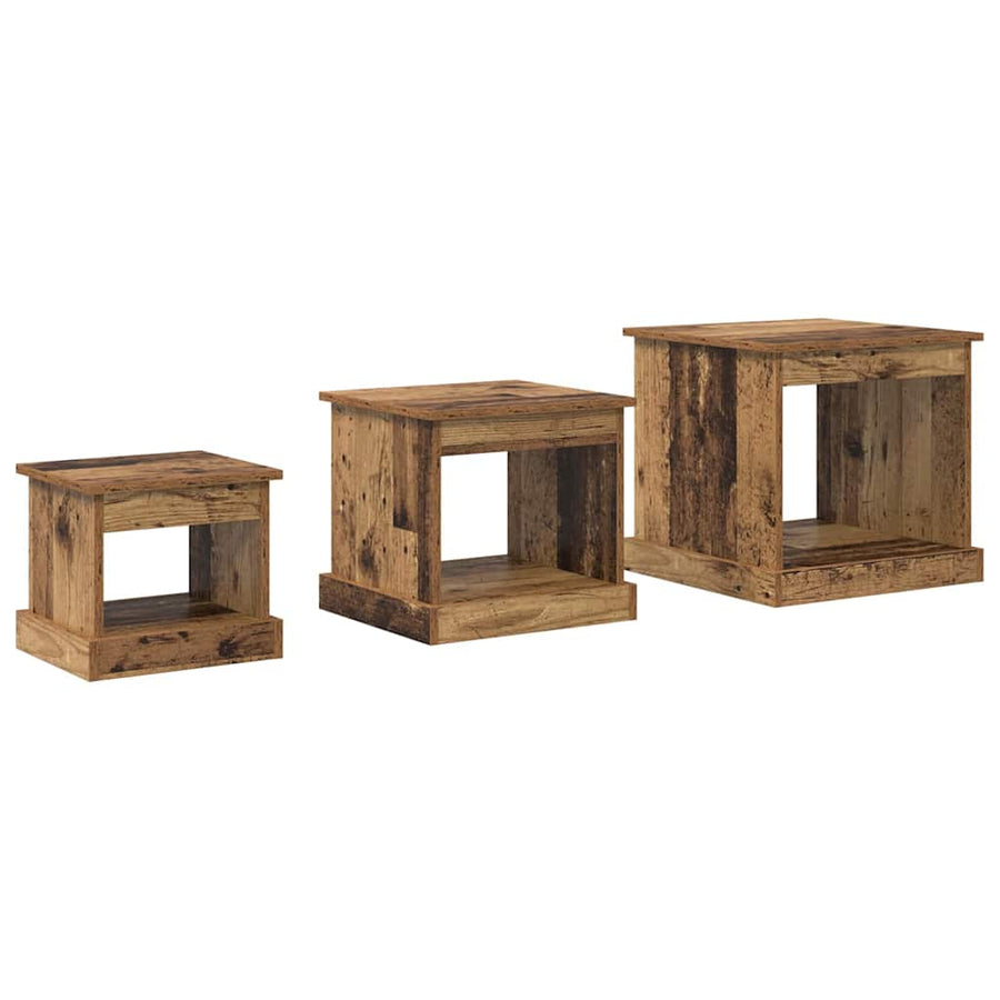 Salontafel 3 pcs Oud Hout Bewerkt hout