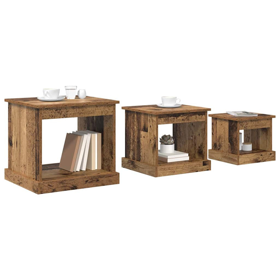 Salontafel 3 pcs Oud Hout Bewerkt hout