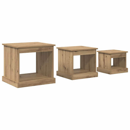 Salontafel 3 pcs Artisan Eiken Bewerkt hout
