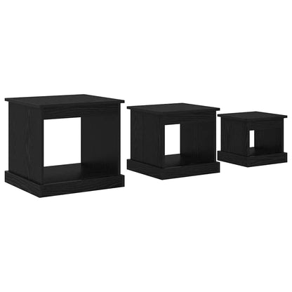 Salontafel 3 pcs Zwart Eiken Bewerkt hout