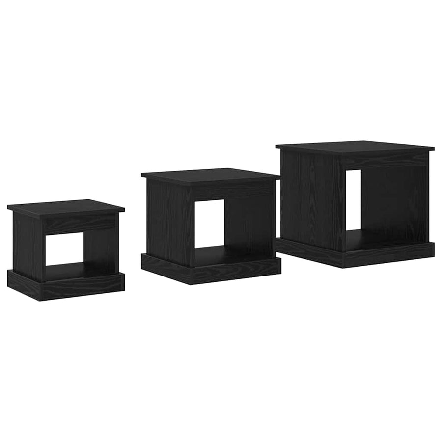 Salontafel 3 pcs Zwart Eiken Bewerkt hout