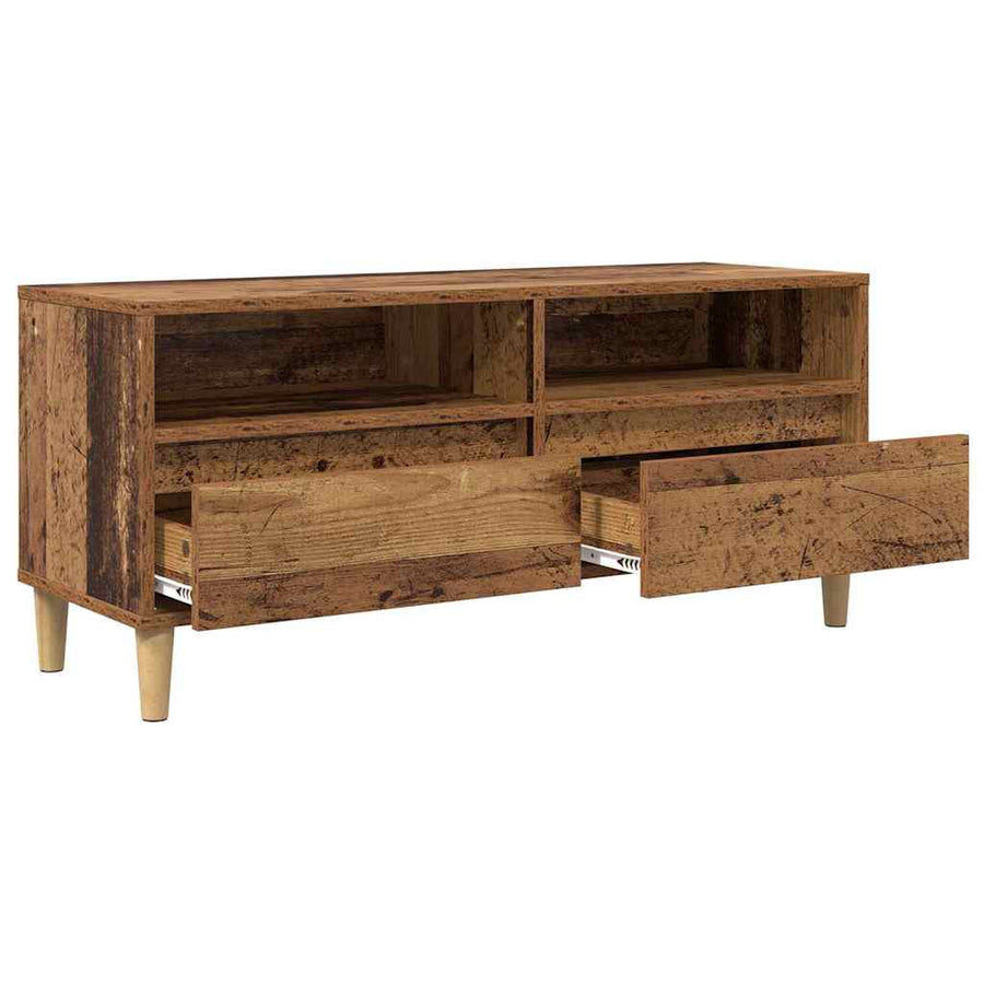 TV-kast met lade Oud Hout 100 x 34,5 x 44,5 cm Bewerkt hout