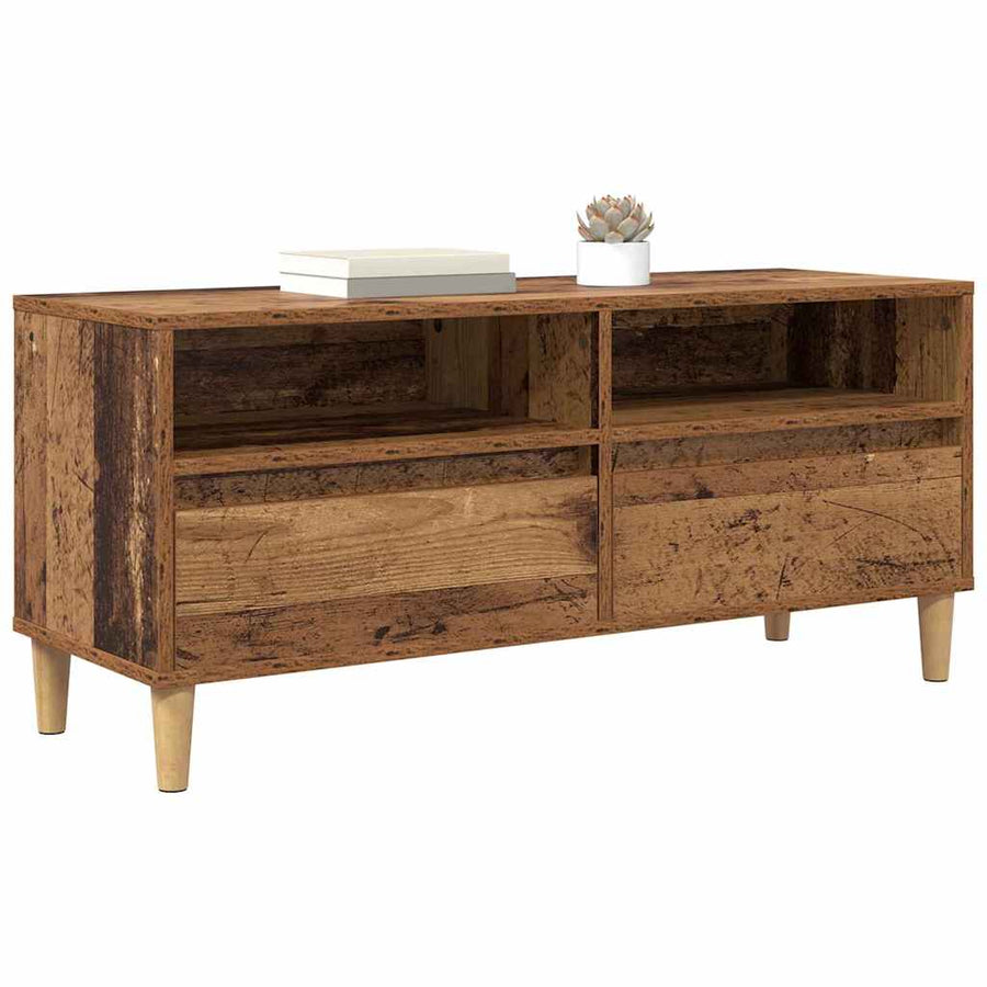 TV-kast met lade Oud Hout 100 x 34,5 x 44,5 cm Bewerkt hout