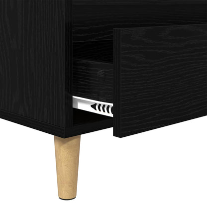 TV-kast met lade Zwart Eiken 100 x 34,5 x 44,5 cm Bewerkt hout