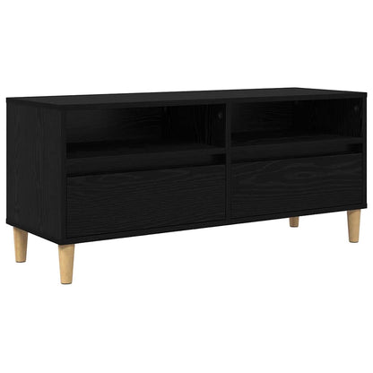 TV-kast met lade Zwart Eiken 100 x 34,5 x 44,5 cm Bewerkt hout