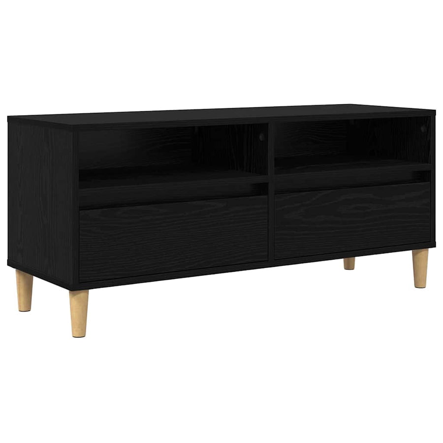 TV-kast met lade Zwart Eiken 100 x 34,5 x 44,5 cm Bewerkt hout
