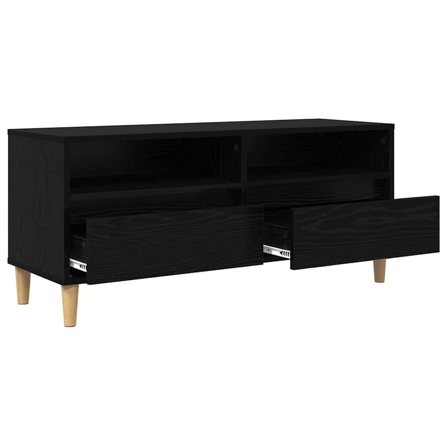 TV-kast met lade Zwart Eiken 100 x 34,5 x 44,5 cm Bewerkt hout
