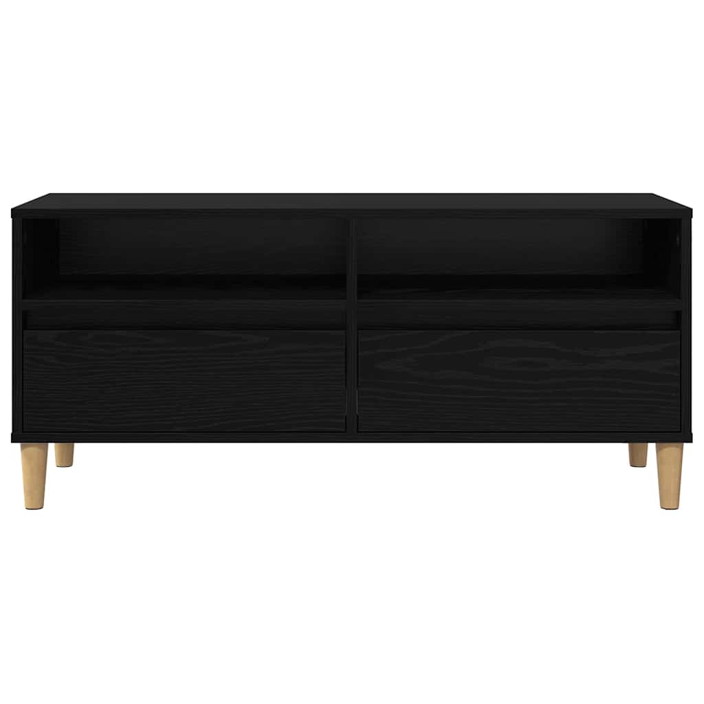 TV-kast met lade Zwart Eiken 100 x 34,5 x 44,5 cm Bewerkt hout
