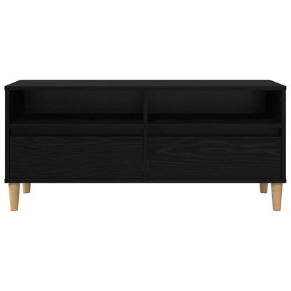 TV-kast met lade Zwart Eiken 100 x 34,5 x 44,5 cm Bewerkt hout