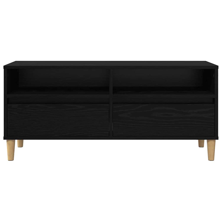 TV-kast met lade Zwart Eiken 100 x 34,5 x 44,5 cm Bewerkt hout