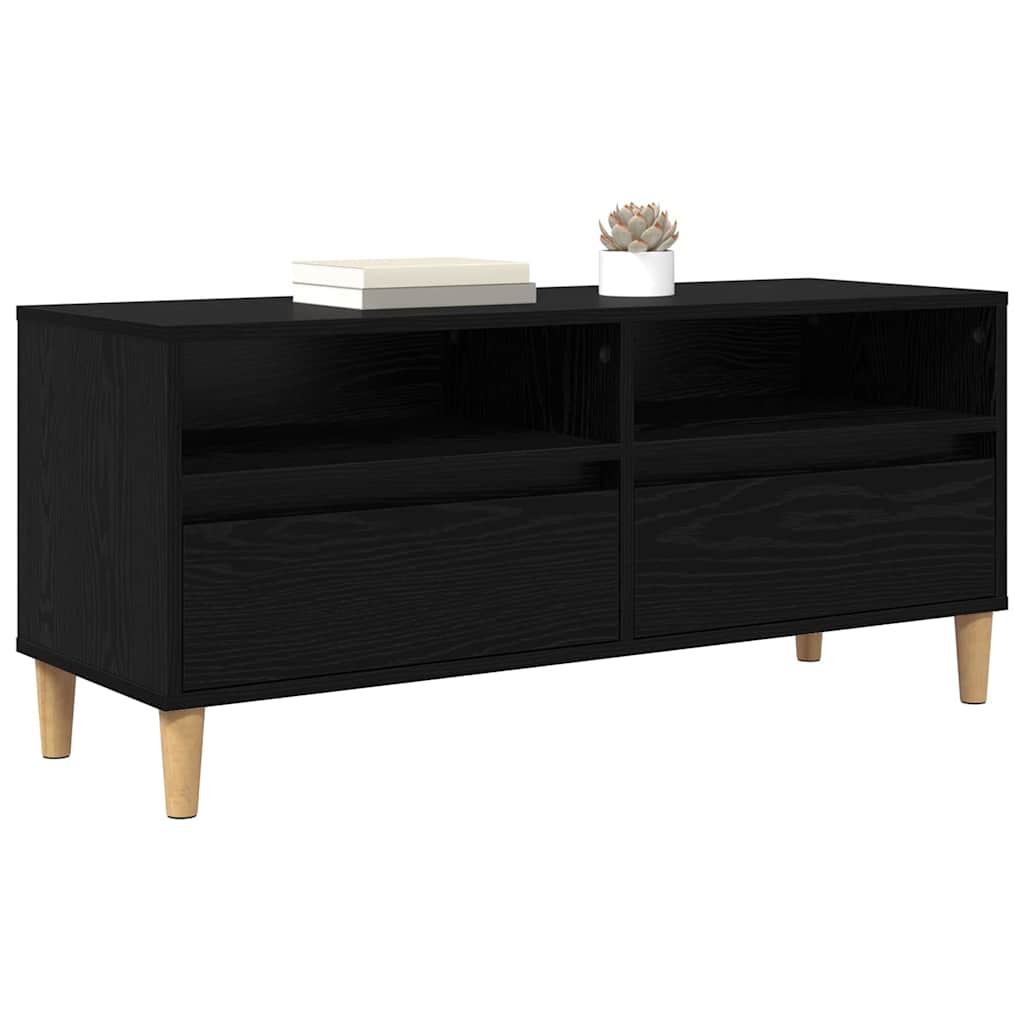 TV-kast met lade Zwart Eiken 100 x 34,5 x 44,5 cm Bewerkt hout