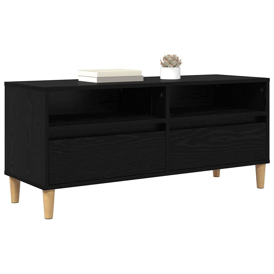 TV-kast met lade Zwart Eiken 100 x 34,5 x 44,5 cm Bewerkt hout