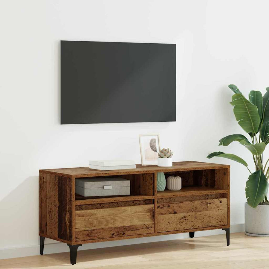 TV-kast Oud Hout 100 x 34,5 x 44,5 cm Gemonteerd hout en ijzer