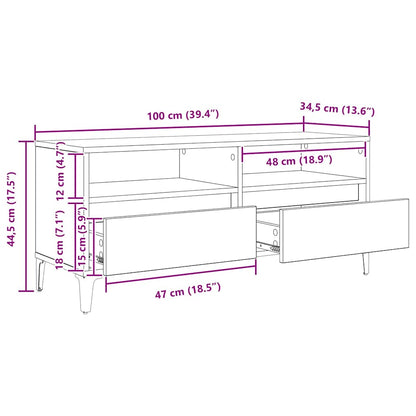 TV-kast Oud Hout 100 x 34,5 x 44,5 cm Gemonteerd hout en ijzer