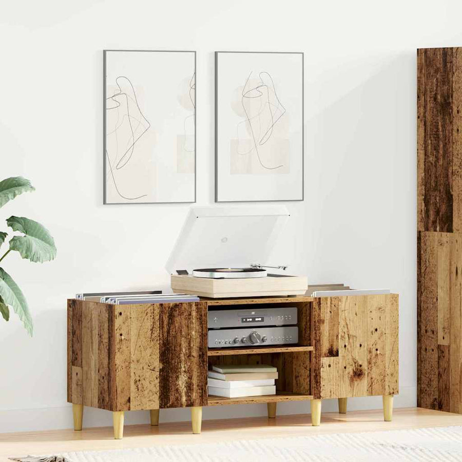 Platenkast Oud Hout 121 x 38 x 48 cm Bewerkt hout
